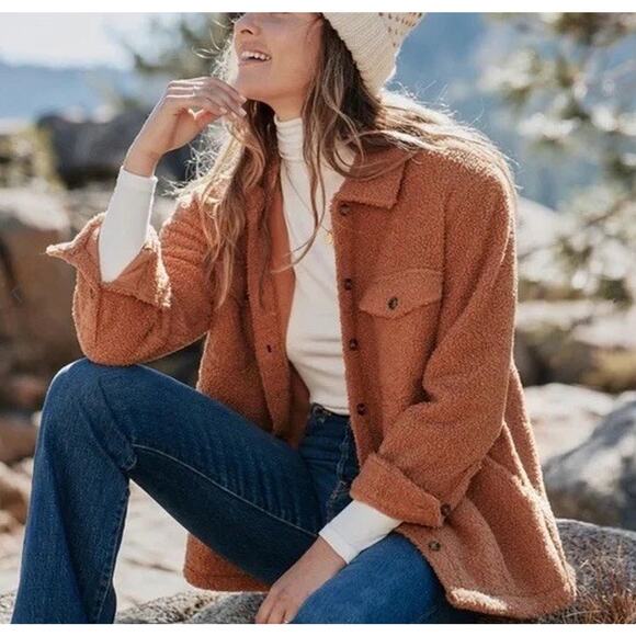 Marine Layer Eden Sherpa Overshirt Women's XS Shacket Outerwear Winter - Picture 1 of 6